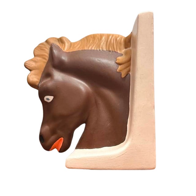 Mid-Century Modern Vintage Ceramic Horse Head Bookend, Mid-Century Modern Equestrian Sculpture For Sale - Image 3 of 7