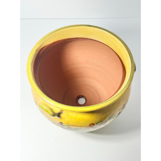 Terre E Provence Yellow & Green Ceramic Jardinière Planter Pot For Sale In Dallas - Image 6 of 8