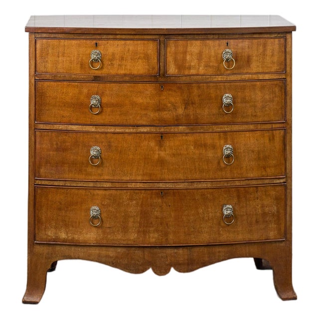 19th Century Mahogany Chest With Lion Head Pulls For Sale