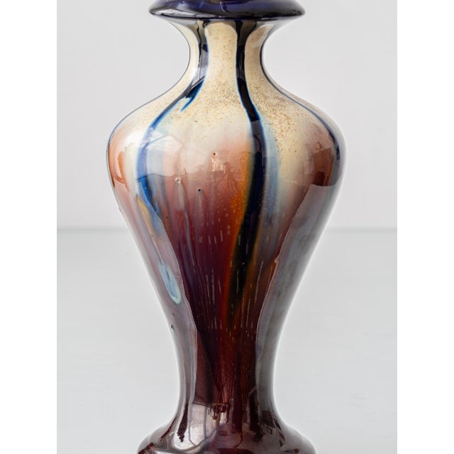 Belgian Art Deco Flambé Glaze Ceramic Table Lamps, 1920s, Set of 2 For Sale - Image 10 of 18