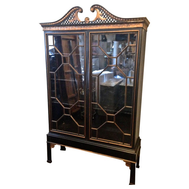 Antique Chinese Chippendale Cabinet | Chairish