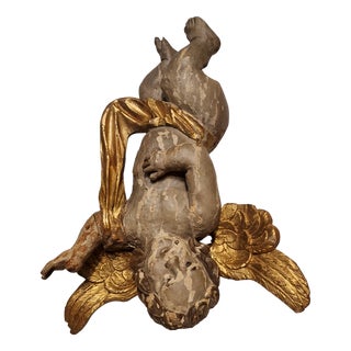 Polychrome Cherub, 18th Century, Walnut For Sale
