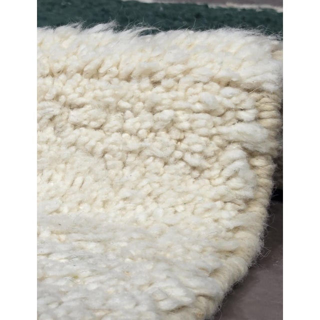 2020s Ivory & Green Teal Abstract Wool Rug - 10.3 X 8.2 Ft For Sale - Image 5 of 6