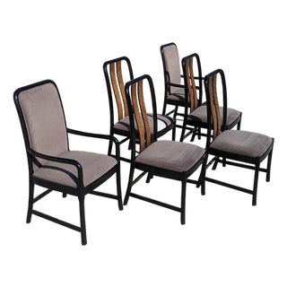 Postmodern Dining Chairs by Bernhardt, Black Lacquer & Birdseye Maple, Set of 6, 1980s For Sale