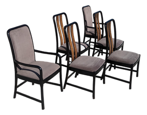 Postmodern Dining Chairs by Bernhardt, Black Lacquer & Birdseye Maple, Set of 6, 1980s