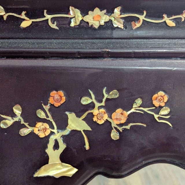 Brown Vintage Chinese Marble Top End Table With Unique Carvings For Sale - Image 8 of 10