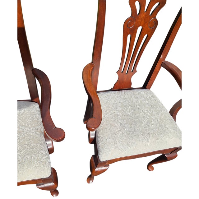 Red 2 Pennsylvania House Cherry Dining Room Armchairs Chippendale Sheild Back For Sale - Image 8 of 14