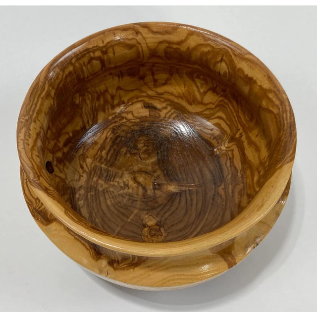 Brown Vintage Hand Turned Burled Wood Bowl For Sale - Image 8 of 8