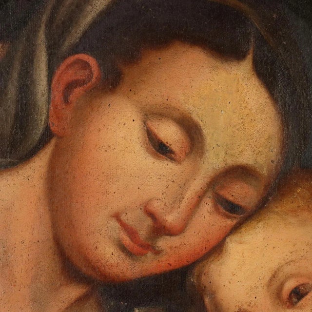 Venetian School Artist, Mary, Jesus, St. John and Angels, 17th Century, Oil on Canvas, Framed For Sale - Image 4 of 13