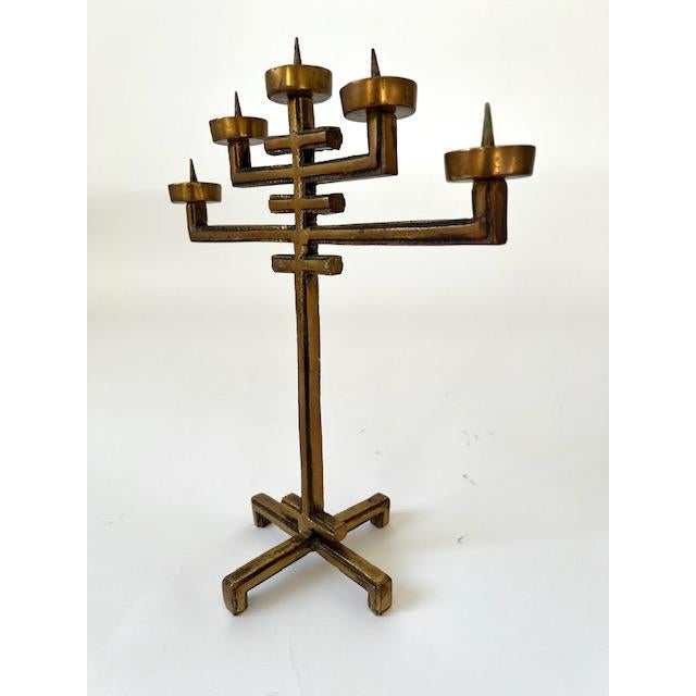 1960's Brass Brutalist Candelabra For Sale - Image 9 of 11
