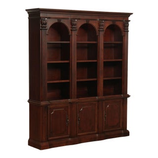 Large Cherry Architectural Open Bookcase For Sale