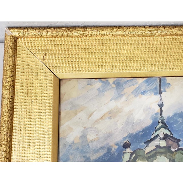 Late 19th Century Jiri Herman Oil on Paper Southern European Courtyard With Arched Walkway For Sale - Image 5 of 9