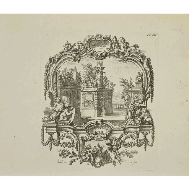 Dreamy landscape is an etching realized by Pierre-Edme Babel in 18th Century. Good conditions. Signed in plate. The...