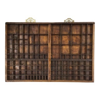 Antique Wood Printers Drawer Trinket Display Wall Art For Sale