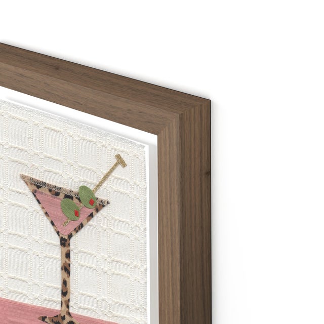 Contemporary Kitty the Martini by Willa Heart in Walnut Frame, Mini Art Print For Sale - Image 3 of 5