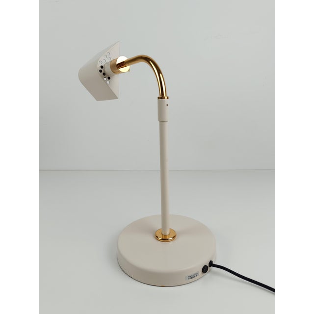 Italian Adjustable Table Lamp in Ivory White and Gilded Metal by F. Fabbian, 1970s For Sale - Image 15 of 18