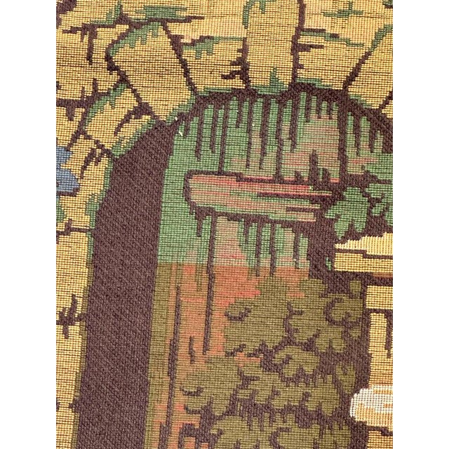 Antique French Jacquard Tapestry with Village Motif in the style of Aubusson, 1970s For Sale - Image 18 of 18