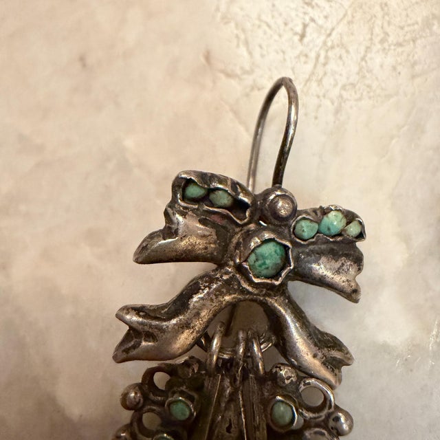 Stone Mexican Dangle Earring Sterling Silver Turquoise Stones Barretto Matilde Poulat For Sale - Image 7 of 18