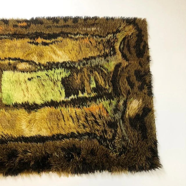 Scandinavian Abstract High Pile Rya Rug, Denmark, 1960s For Sale - Image 6 of 15