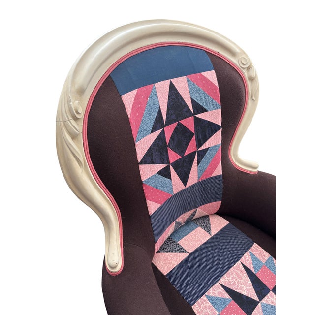 Late 19th Century Custom Quilt Upholstery Victorian Club Chair For Sale - Image 4 of 5