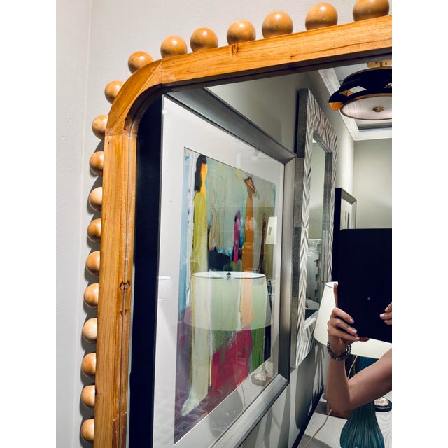 2020s Organic Modern Wood Ball Trim Wall Mirror For Sale - Image 5 of 5