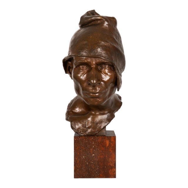 Italian Bronze Sculpture Bust “The Wagoner" (1879) by Achille d'Orsi For Sale