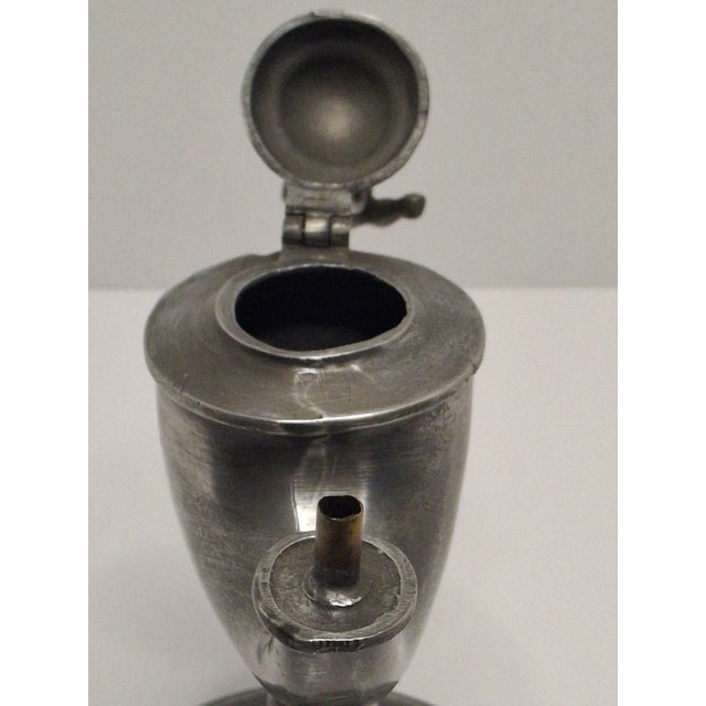 Lot of 2 - 19th C Pewter Whale Oil Fat Lamps W/ Figurine, Wick Pick, European For Sale - Image 17 of 18