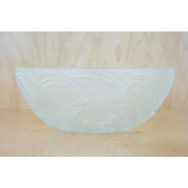 Vintage 1933 Lalique French Clear & Frosted Glass 'Pinsons' Bowl by Rene Lalique For Sale - Image 6 of 6