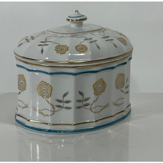 Art Nouveau 1950s Art Nouveau Lidded Porcelain Box, Vista Alegre, Portugal For Sale - Image 3 of 12