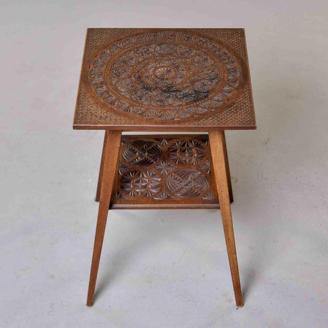 Folk Art Chip-Carved Two-Tier Occasional Table, Circa 1910s For Sale - Image 3 of 11