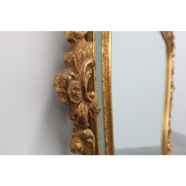 1950s 20th Century Florentine Gilt Mirror with Openwork Acanthus Scrolls, Italy, 1950s For Sale - Image 5 of 12