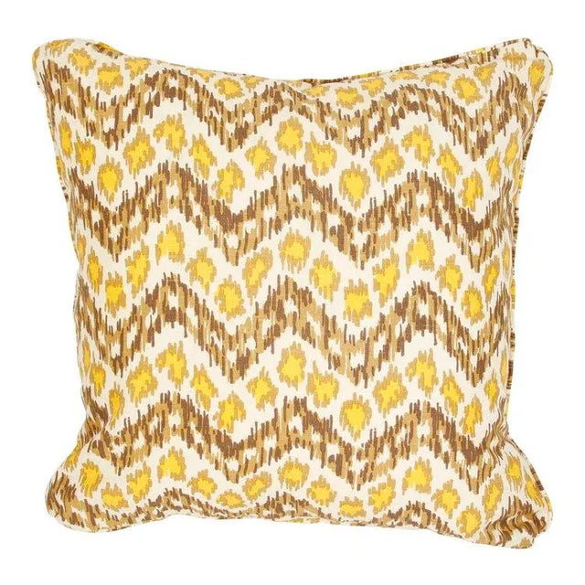 China Seas Yellow and Chocolate Ikat Pillow Dimensions: approx. 17” L x 17” Down insert included
