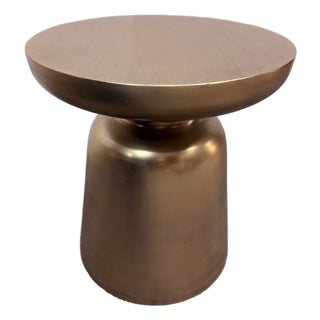 West Elm Antique Brass Martini Side Table For Sale