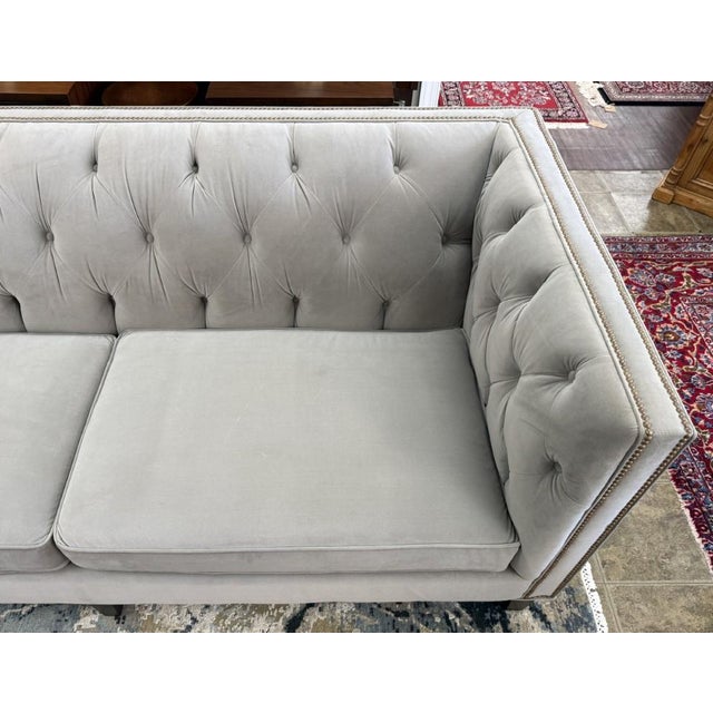 L. & J.G. Stickley, Inc. Stickley Greige Upholstered and Tufted Draper Sofa For Sale - Image 4 of 18