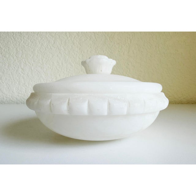 Stone Italian Alabaster Carved Lidded Dish, 1960s For Sale - Image 7 of 11