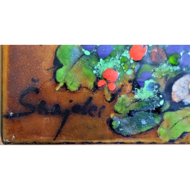 Signed Art Nouveau / Jugendstil Enamel on Metal Panel, 1900s For Sale - Image 5 of 7