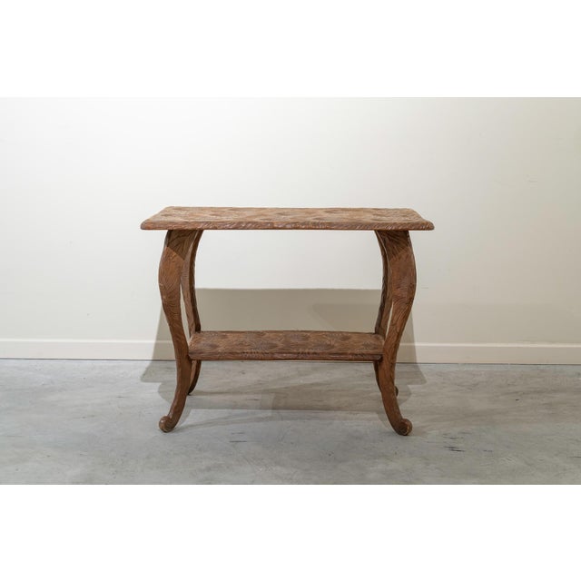 Oak Side Table with Carved Sunflowers, France, 1950s For Sale - Image 10 of 10