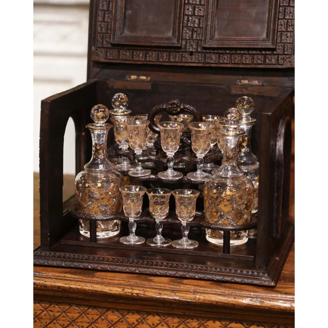 Elevate a bar, library, or gentleman’s study with this exceptional antique Cave à Liqueur from France, crafted circa 1870....