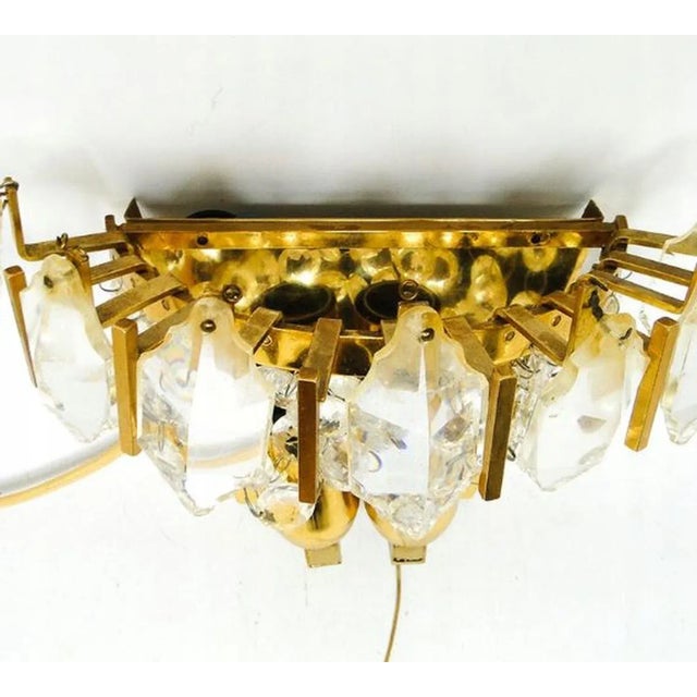 Crystal Wall Lamp, Poland, 1970s For Sale - Image 4 of 5