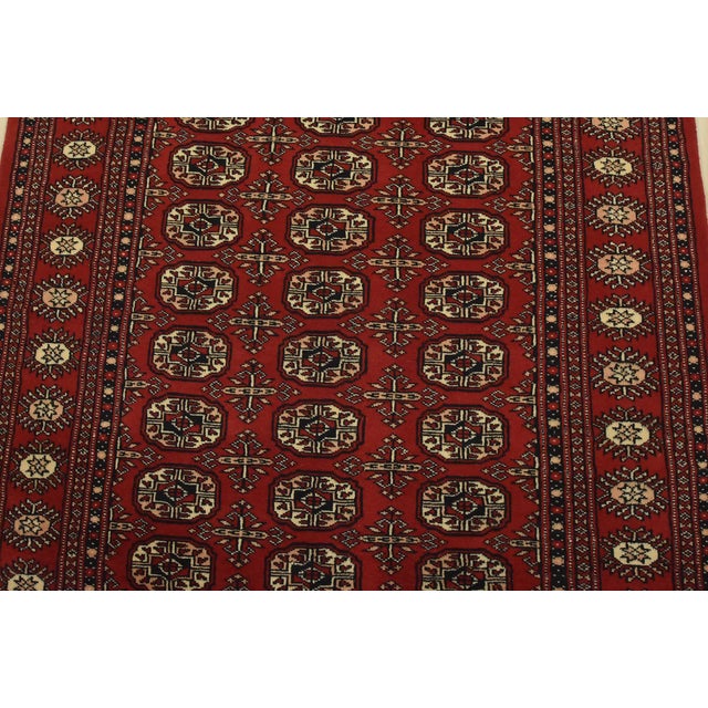 2020s Bokhara Rug 4’1” X 6’5” Red Wool Tribal Hand-Knotted Oriental Carpet For Sale - Image 5 of 12