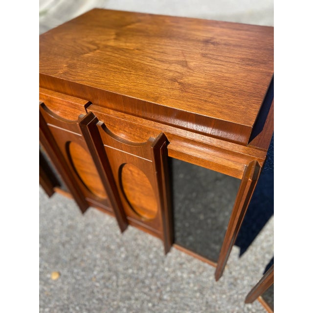 Brutalist Tobago Nightstands With Sculpted Door Fronts and Inset Smoked Mirrors - Set of 2 For Sale - Image 9 of 13