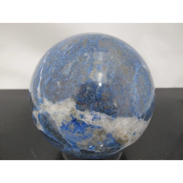 Late 20th Century Large 8lb Lapis Lazuli Quartz Crystal Earth Ball Sphere With Stand For Sale - Image 5 of 7