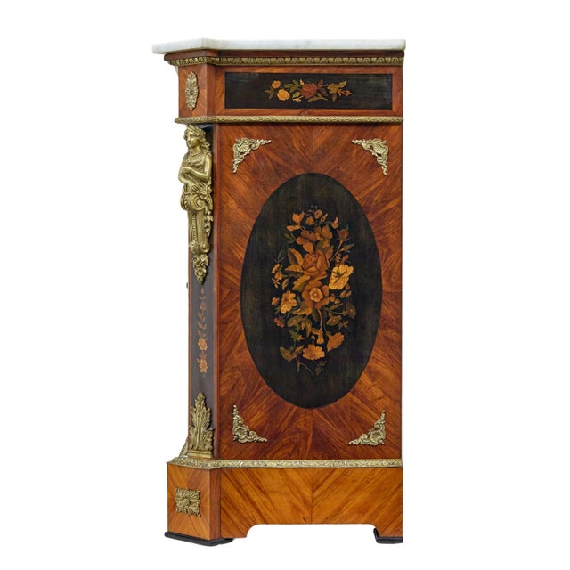 19th Century Louis XVI Ormolu-Mounted Marquetry Side Cabinet, 1880 For Sale - Image 11 of 14
