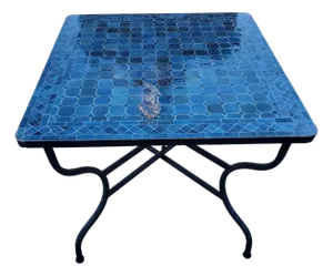 Contemporary Square Moroccan Mosaic Petrol Blue Table