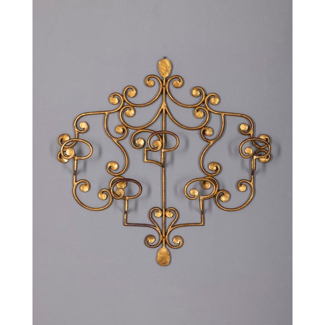 Vintage Italian Wall Coat Rack in Gilt Wrought Iron, 1950s For Sale - Image 14 of 14