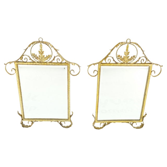 Mid-Century Modern Pair of Regency Style Gilt Metal Rectangle Wall Mirrors Mint! For Sale - Image 3 of 10