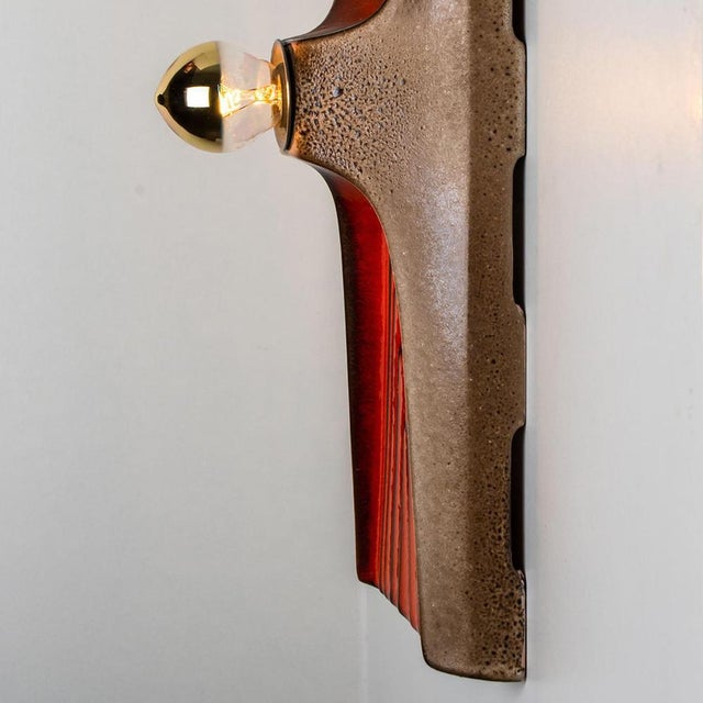 Orange and Brown Ceramic Wall Light, Germany, 1970s For Sale - Image 13 of 18