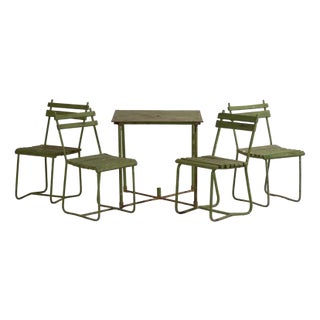Antique Garden Table and Chairs Set, 1900s, Set of 5 For Sale