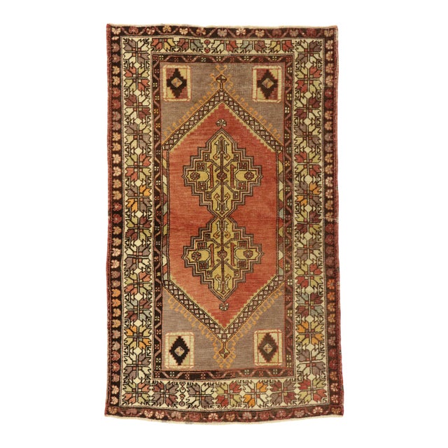 Vintage Turkish Oushak Accent Rug - 03'07 X 06'01 For Sale
