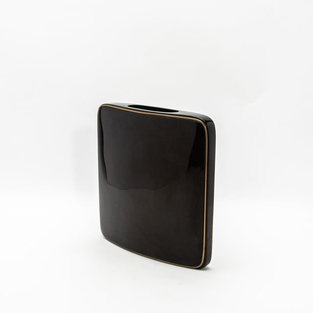 Modern Vase in Black Shell With Brass Details by R&y Augousti For Sale - Image 3 of 10